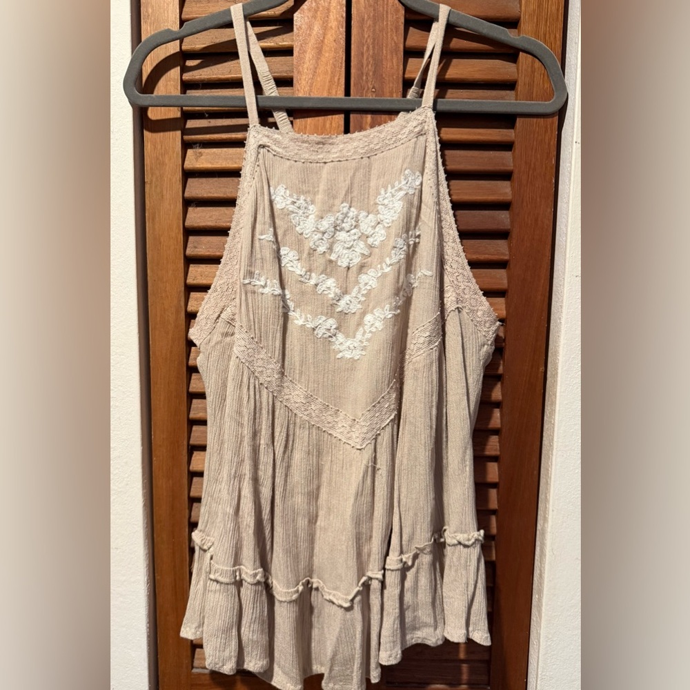 Japna Beige Lace Trim Blouse